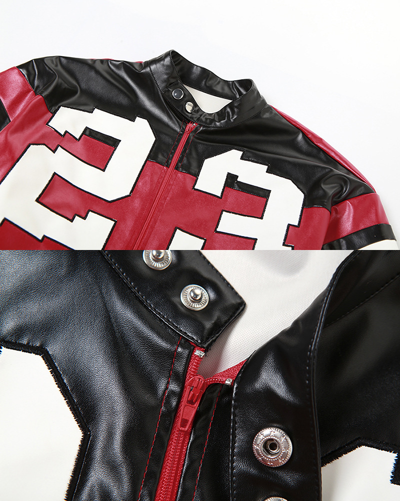 Cropped Red Leather Jacket
