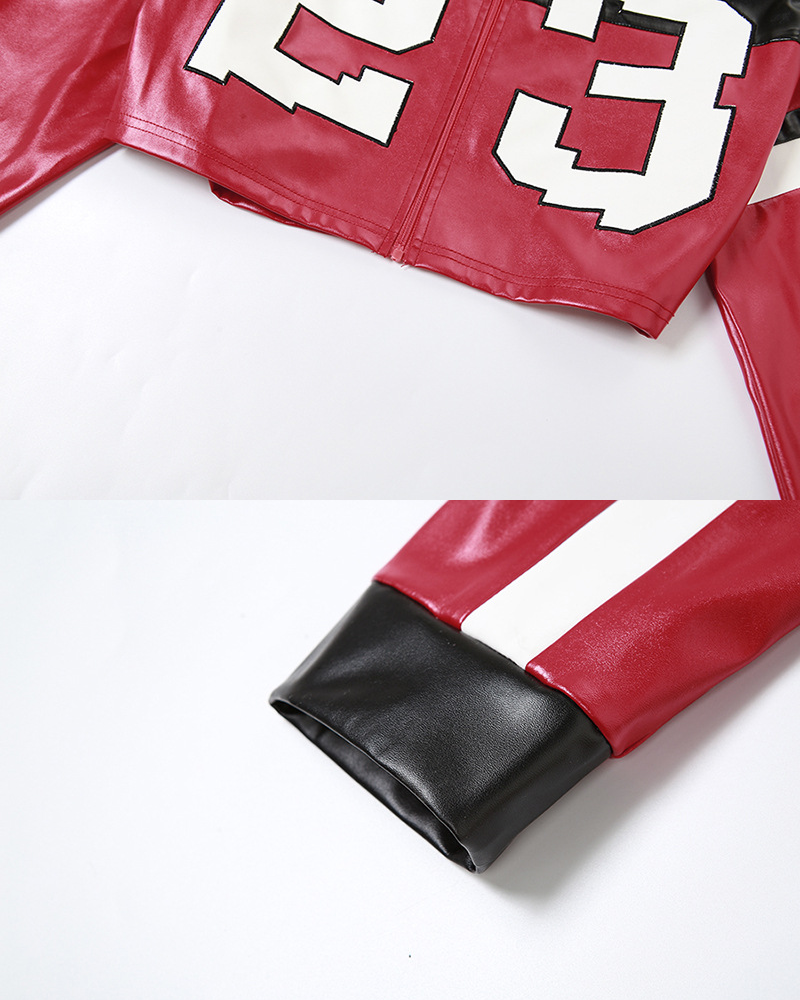 Cropped Red Leather Jacket