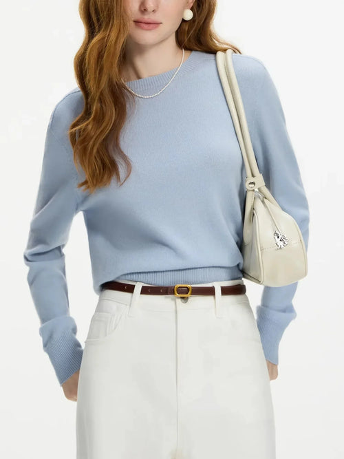 100% Wool  Seamless  Crew Neck Sweater