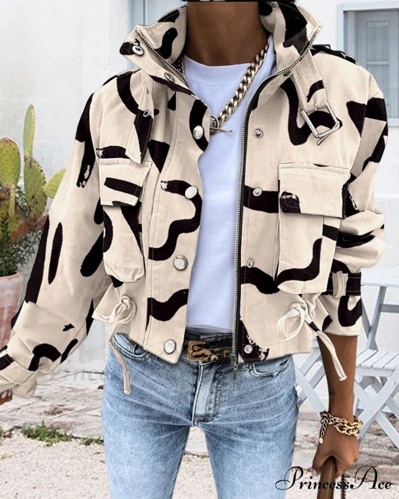 Abstract Zip-Up Coat