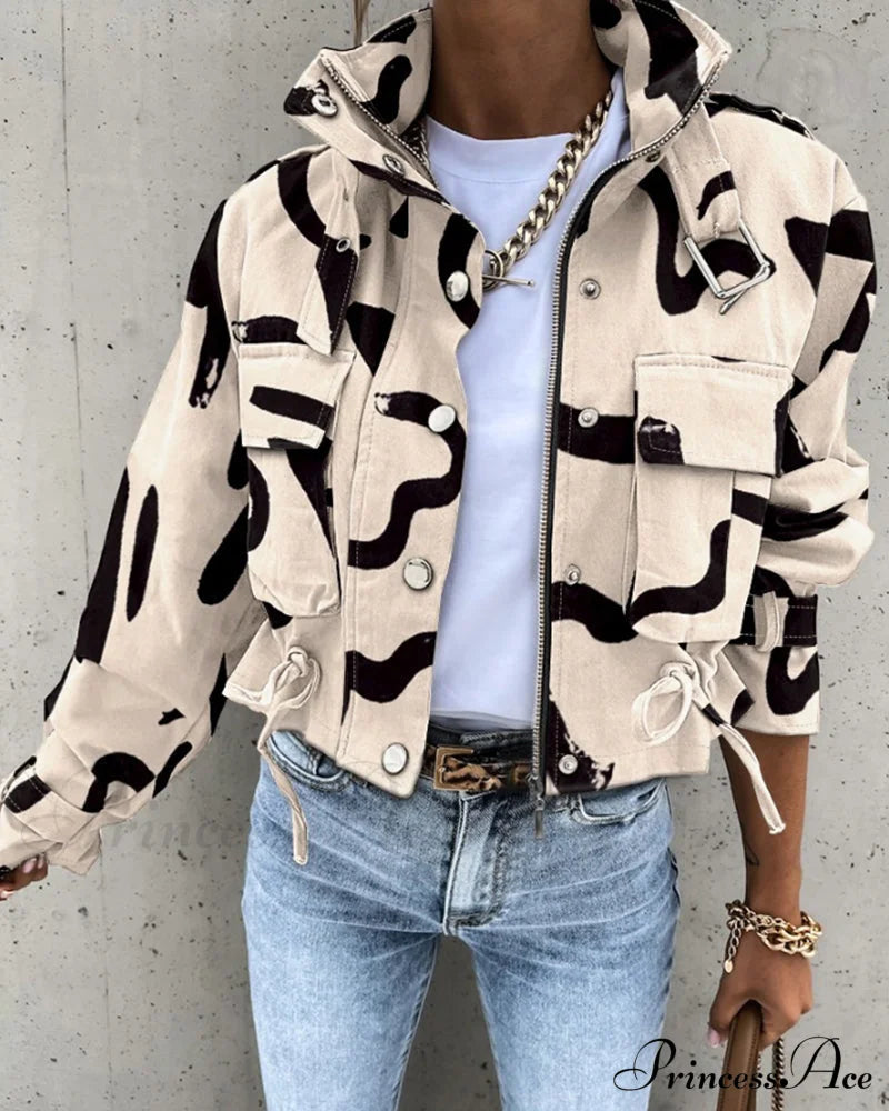 Abstract Zip-Up Coat