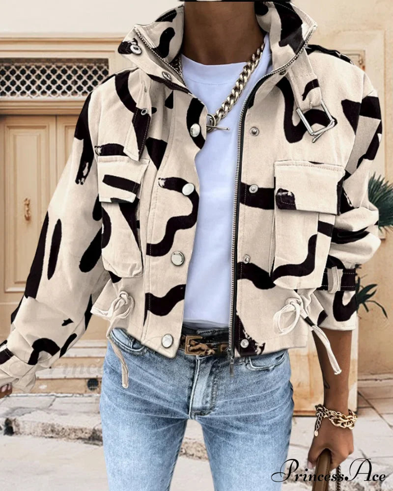 Abstract Zip-Up Coat