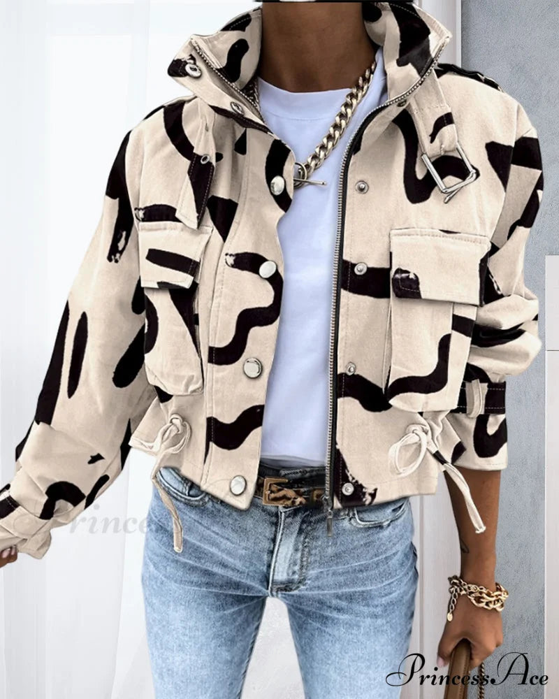 Abstract Zip-Up Coat