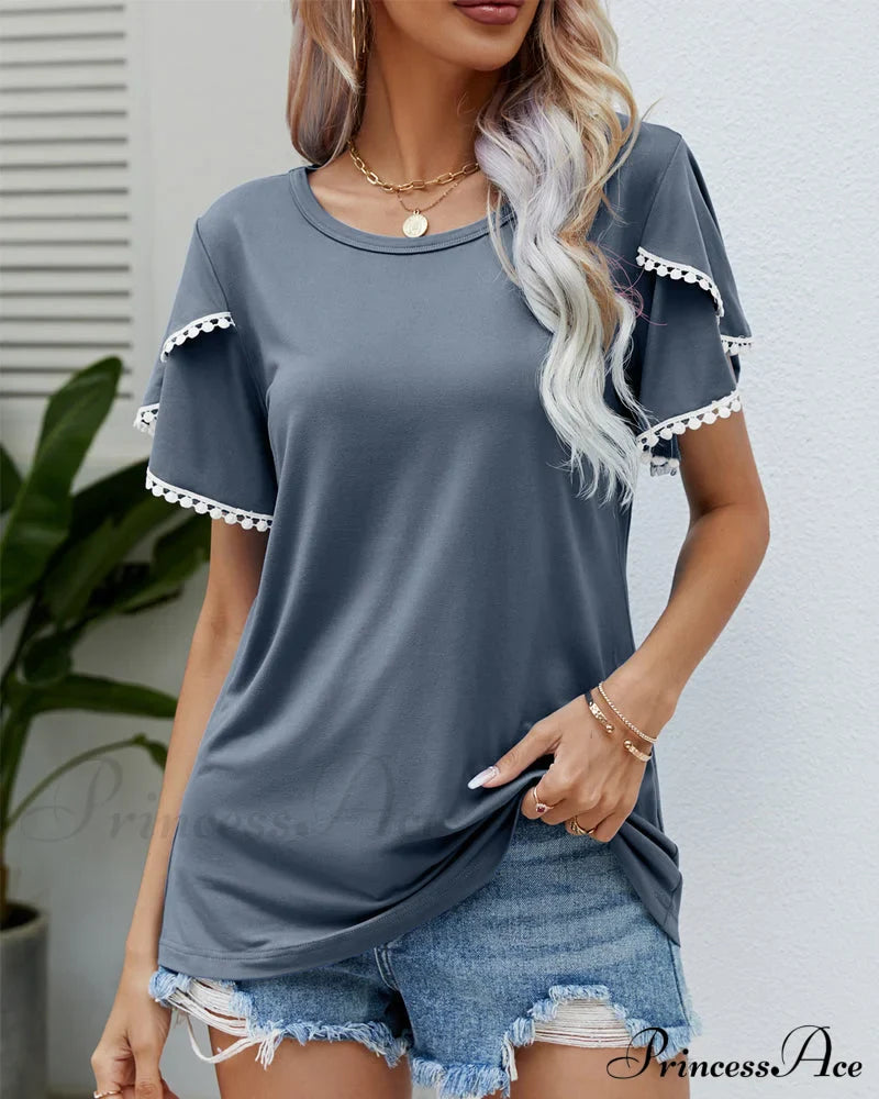 Arm Brief Neck Round T-shirt