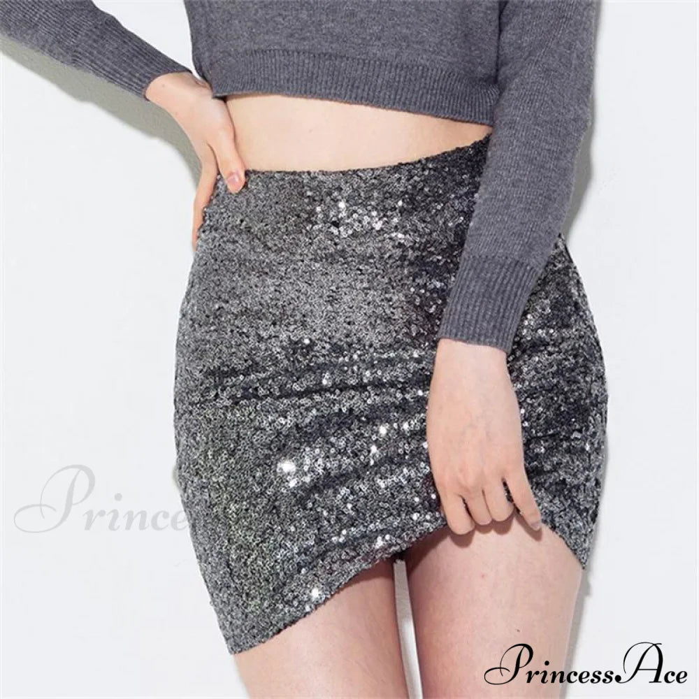 Bling Gold High Elastic Mid Long Skirt