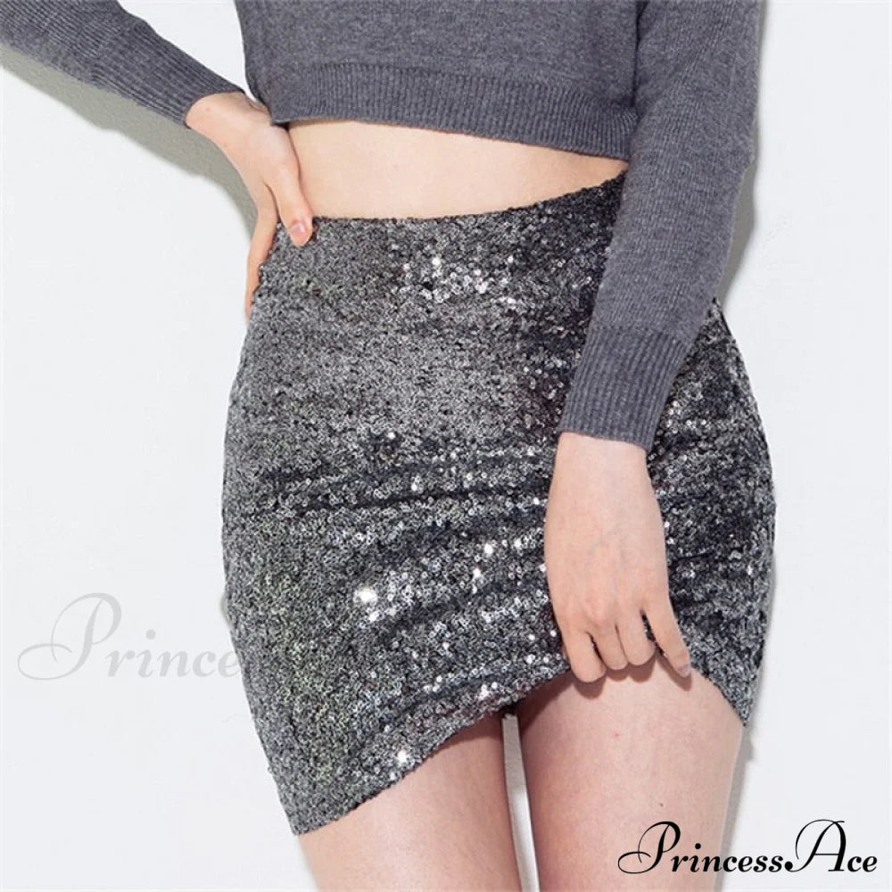Bling Gold High Elastic Mid Long Skirt