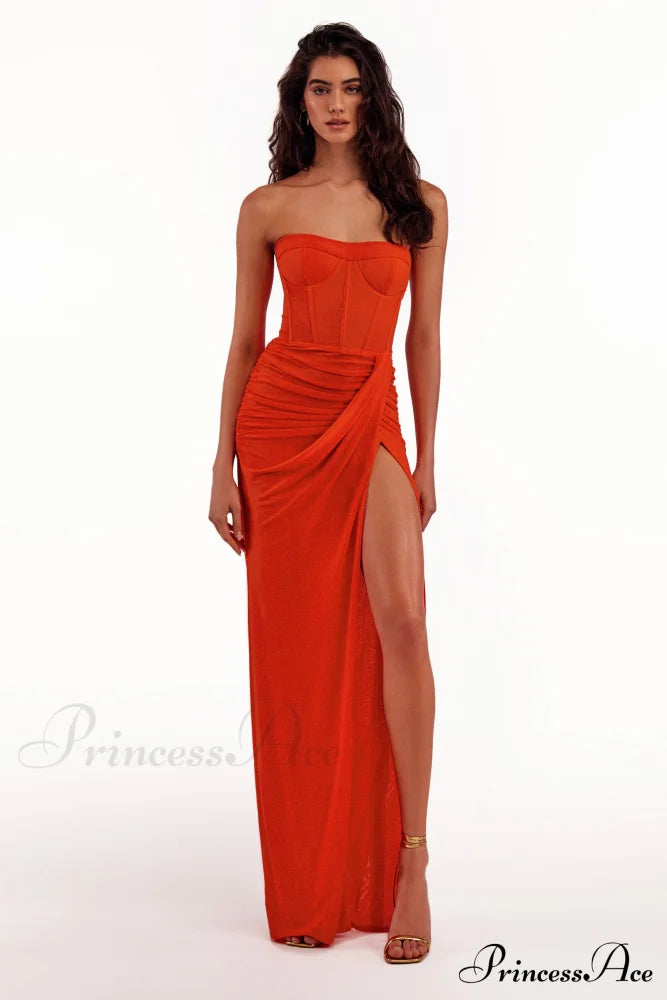 Coral Blazing Stylish Off-The-Shoulder Maxi Dress