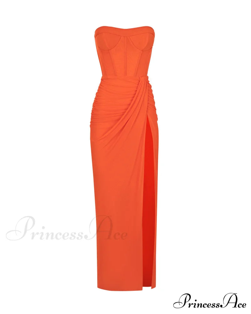 Coral Blazing Stylish Off-The-Shoulder Maxi Dress