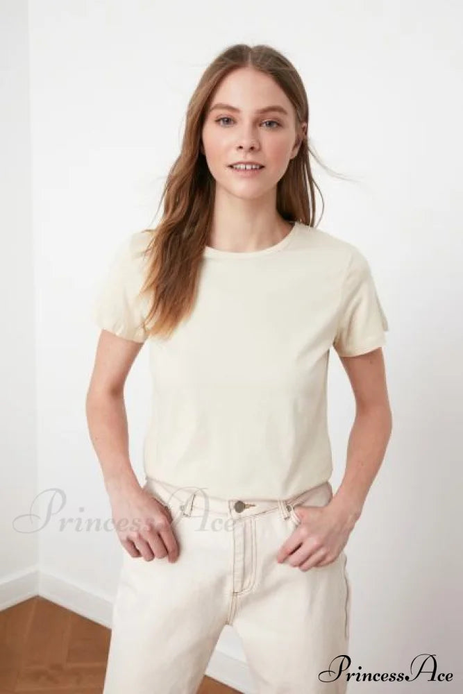 Cotton Single Jersey Cycling Neck Basic Knitted T-Shirt