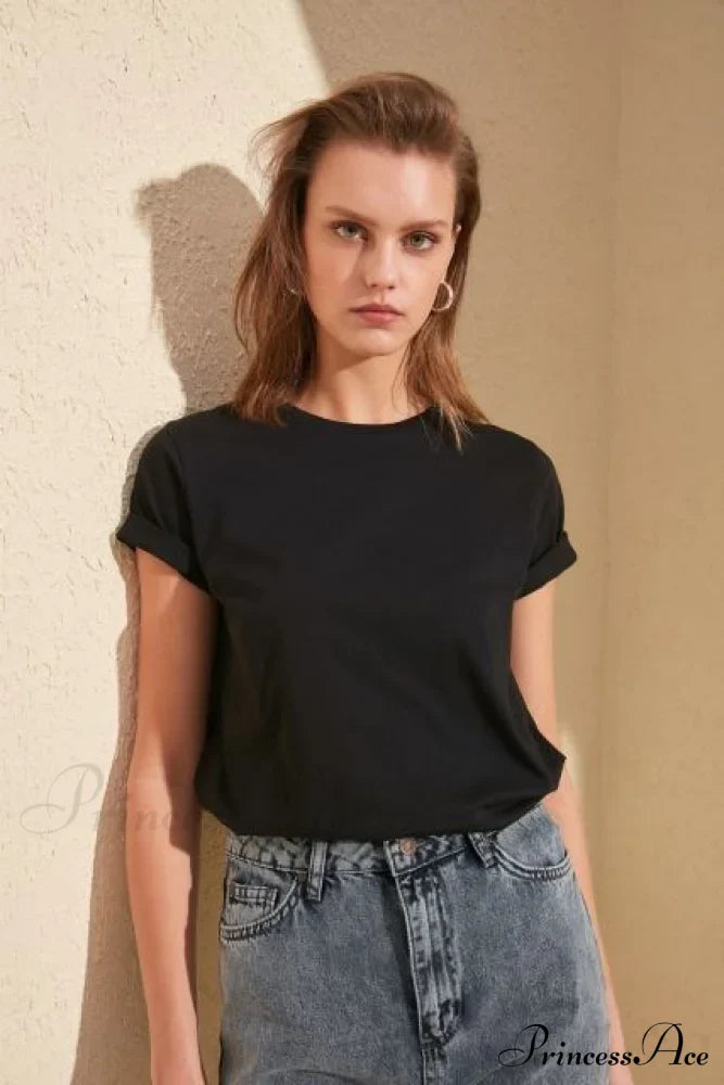Cotton Single Jersey Cycling Neck Basic Knitted T-Shirt