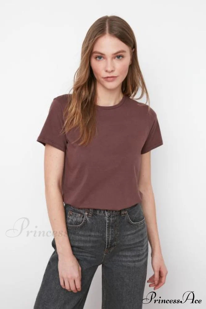 Cotton Single Jersey Cycling Neck Basic Knitted T-Shirt