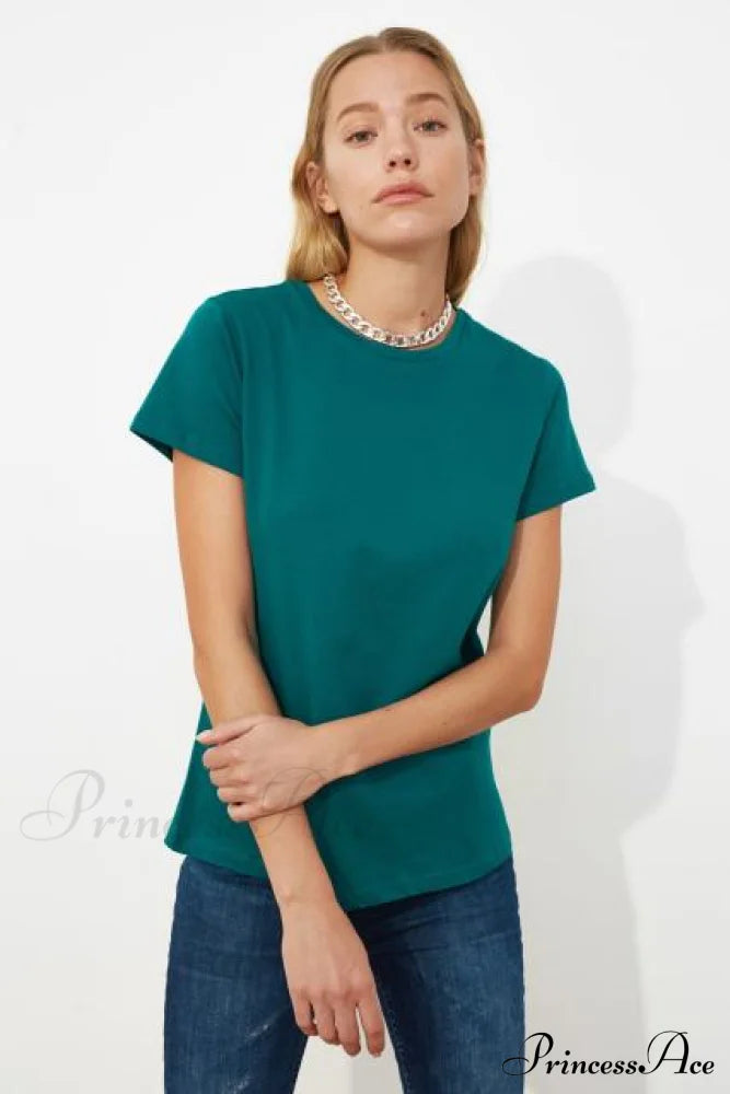 Cotton Single Jersey Cycling Neck Basic Knitted T-Shirt