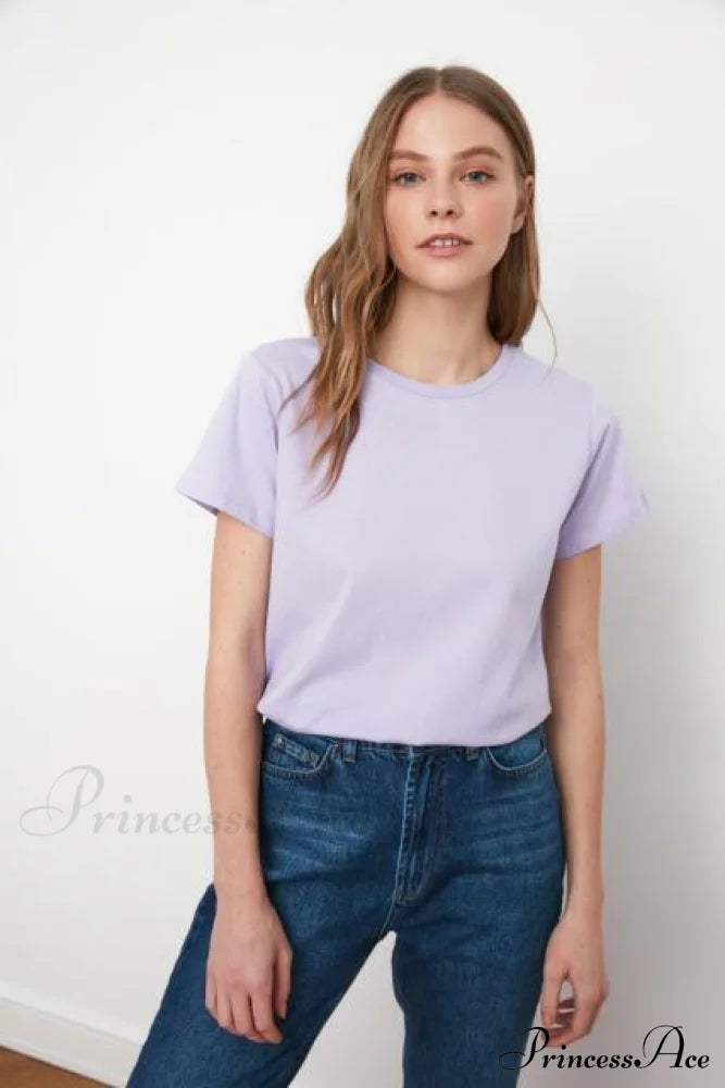 Cotton Single Jersey Cycling Neck Basic Knitted T-Shirt