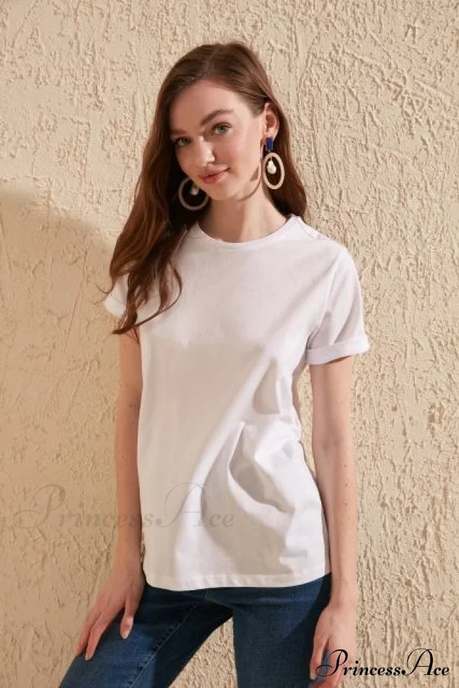 Cotton Single Jersey Cycling Neck Basic Knitted T-Shirt
