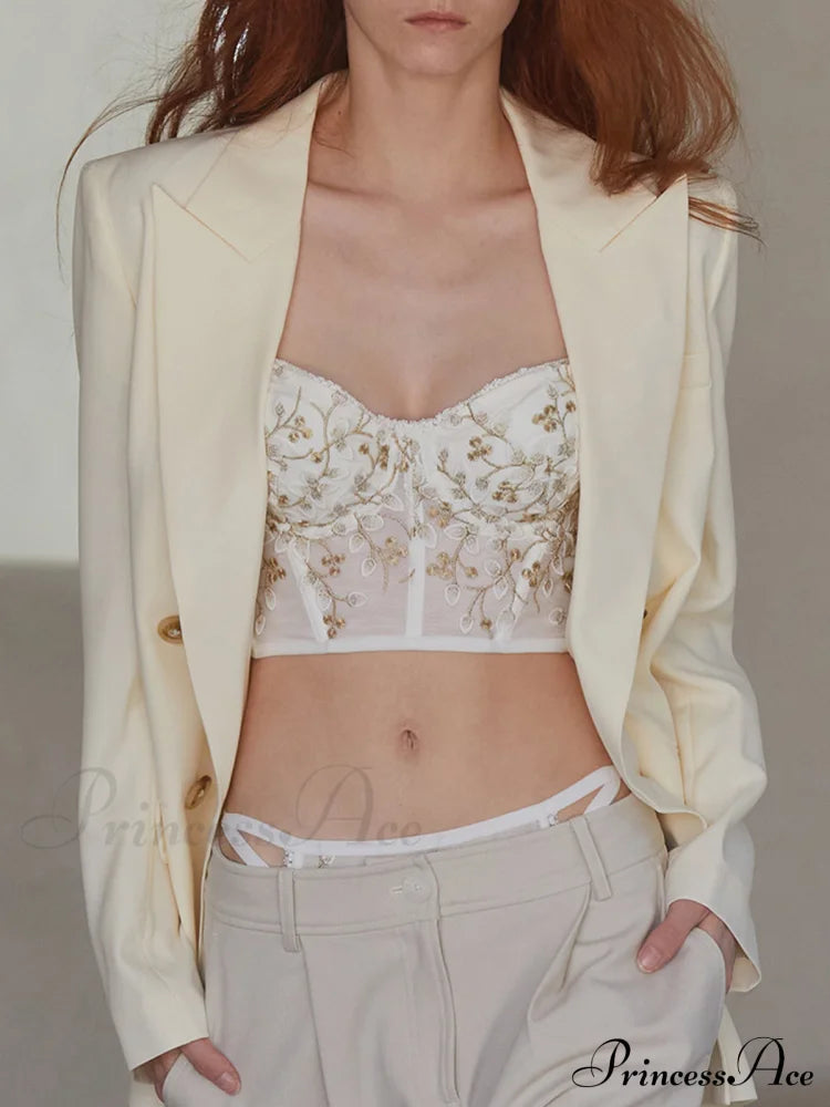 Floral Mesh Lace Trendy Crop Corset Top