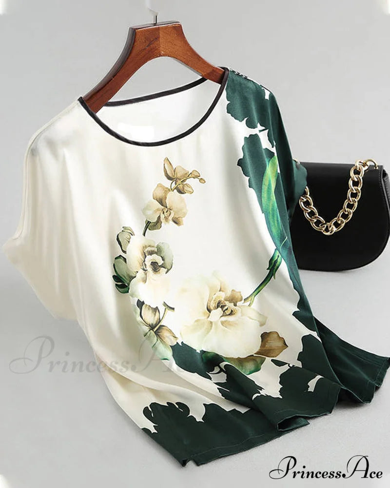 Ice T-Shirt Short-Sleeved with Silk Print