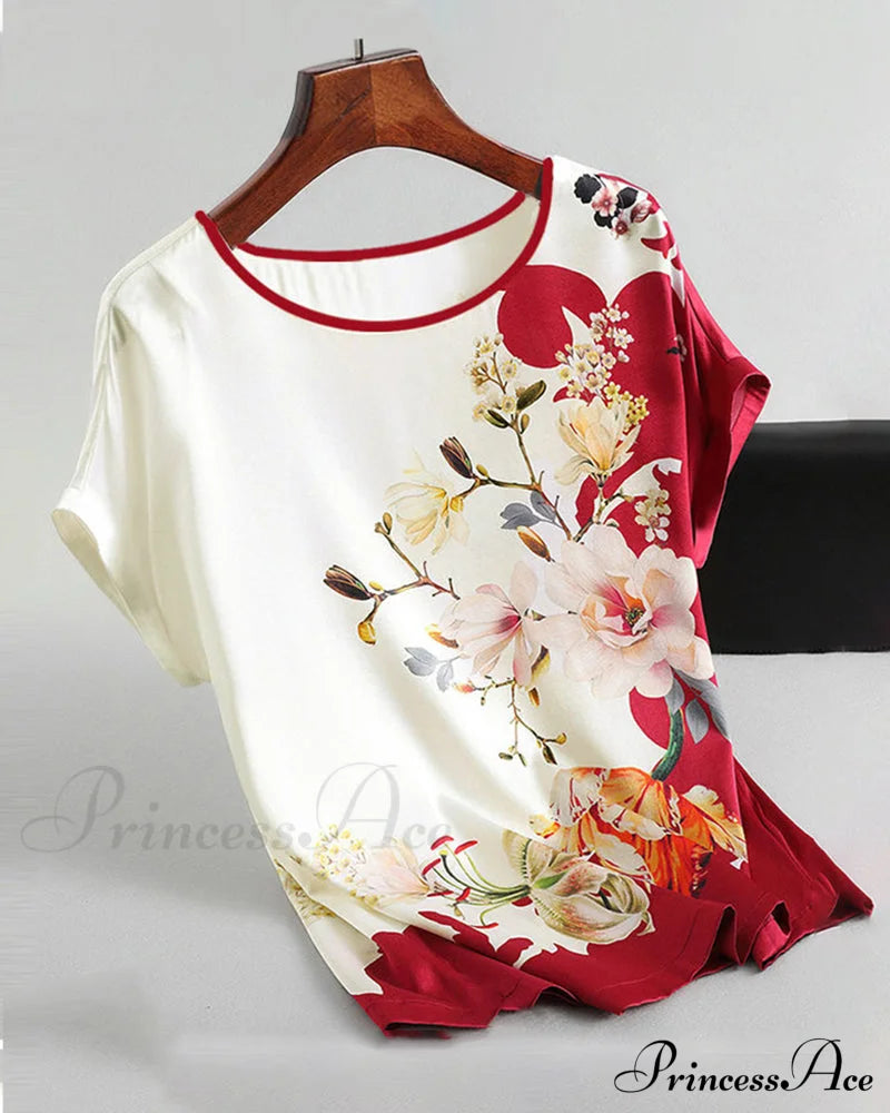 Ice T-Shirt Short-Sleeved with Silk Print