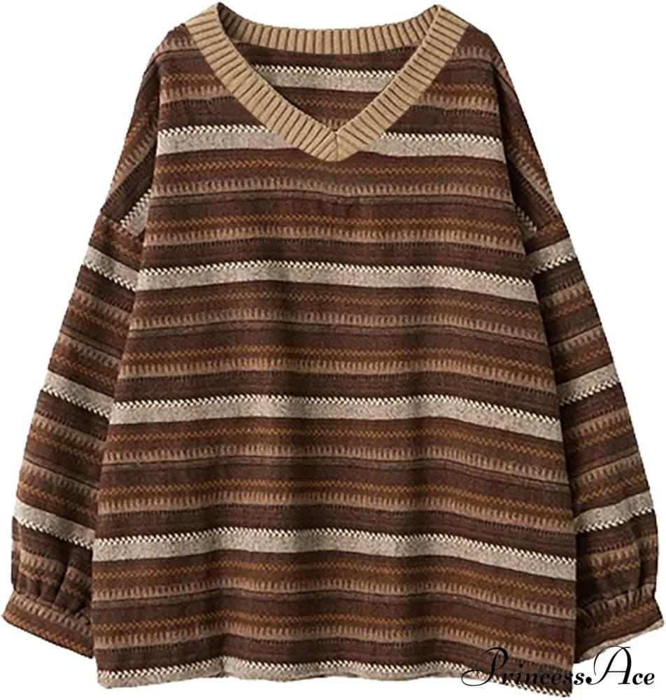 Ladies Autumn/Winter Retro Striped Sweater