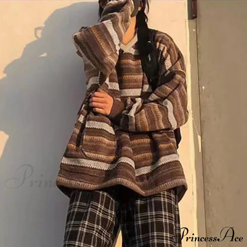 Ladies Autumn/Winter Retro Striped Sweater