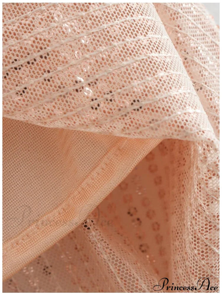 Pleated Sequin Vintage Fall Back Zipper Skirt