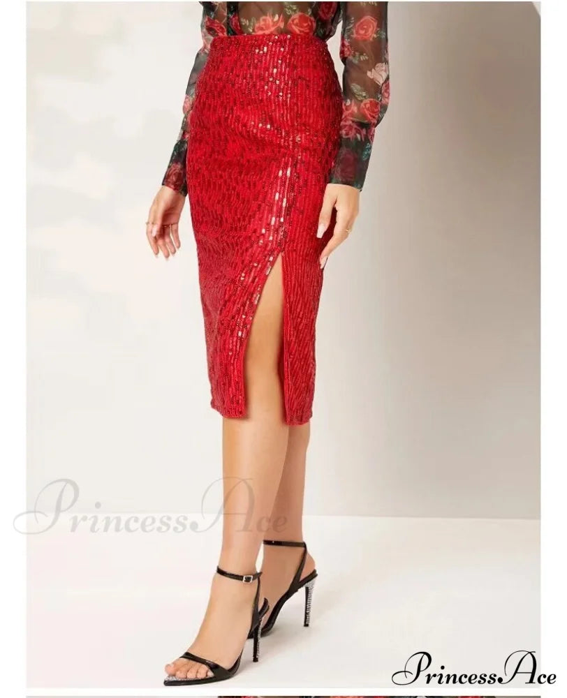 Side Slit Solid Color Tight Over Knee Slim Skirt