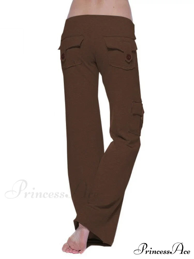 Solid Color Cargo Jogger Drawstring Elastic Waist Trousers