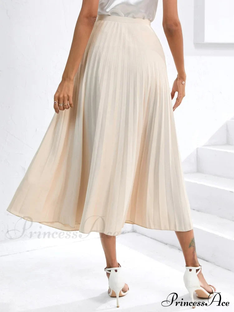 Solid Pleated Skirt Workwear