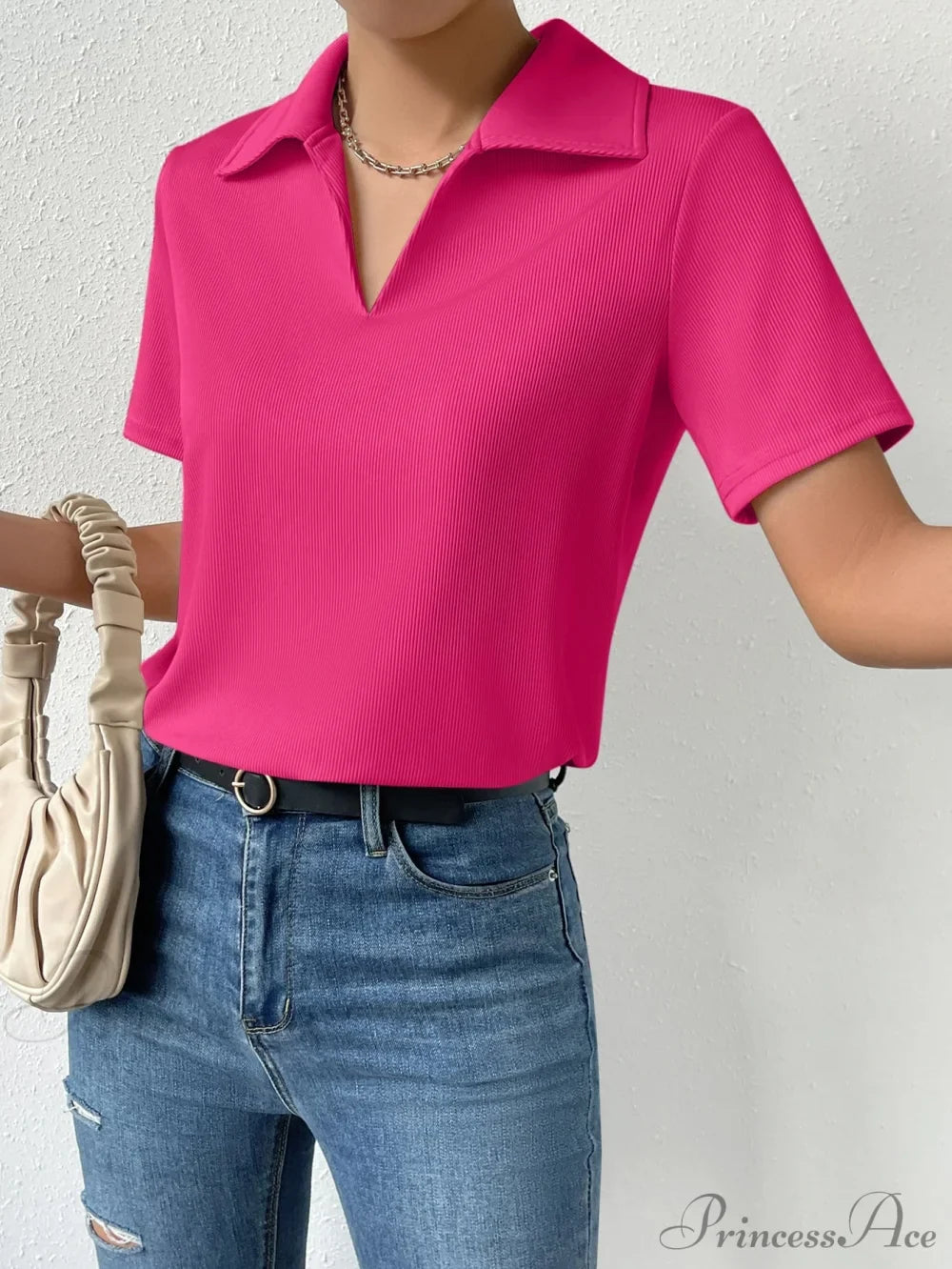 Solid Ribbed Knit Tee