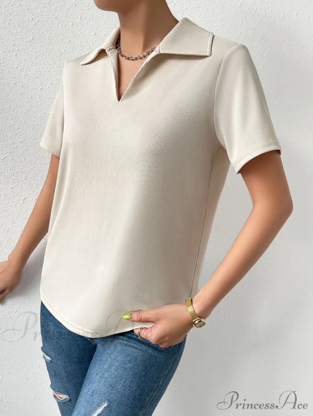 Solid Ribbed Knit Tee