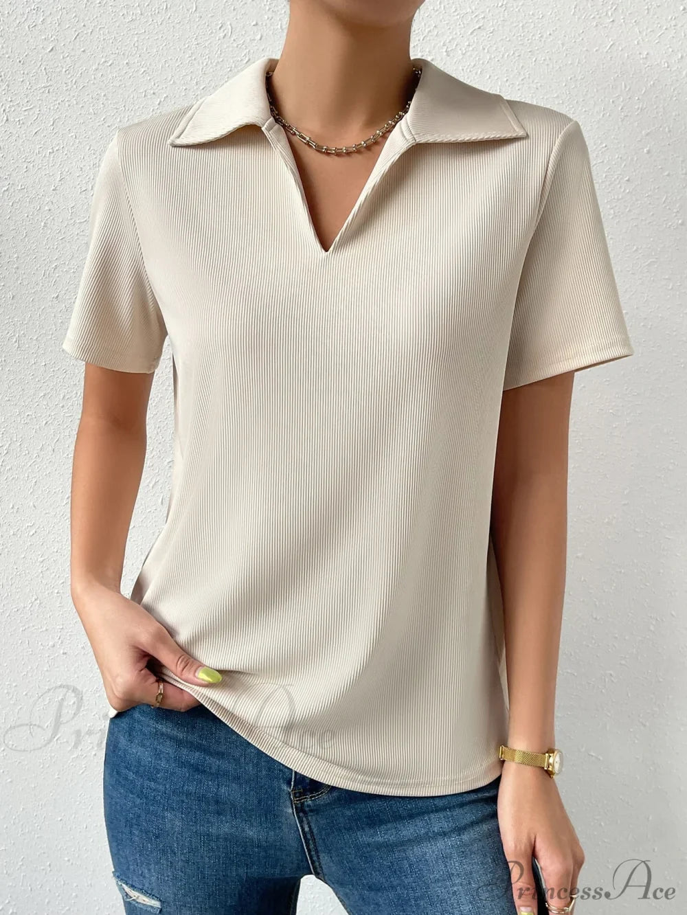 Solid Ribbed Knit Tee