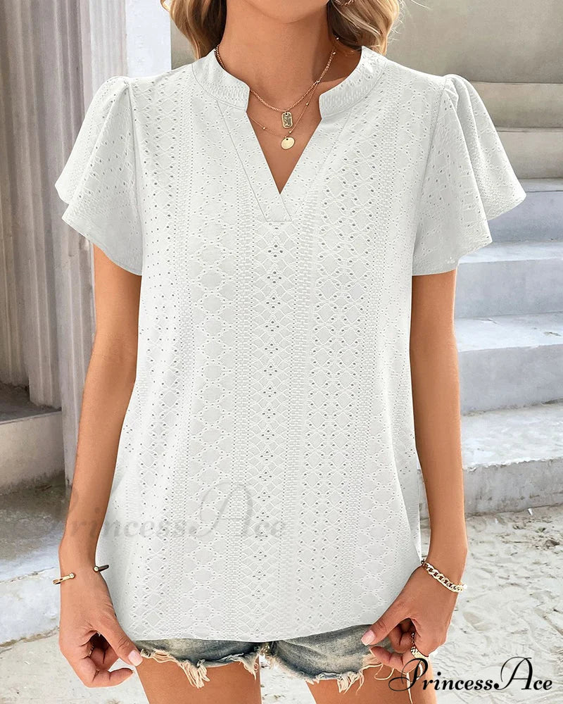 T-shirt Ruffle with V-neck Sleeves