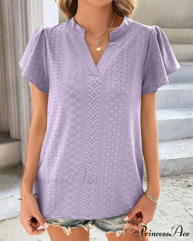 T-shirt Ruffle with V-neck Sleeves