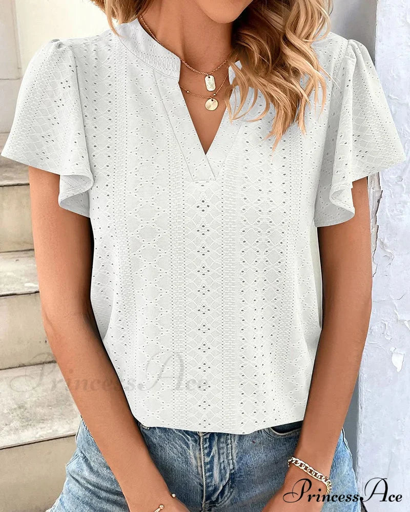 T-shirt Ruffle with V-neck Sleeves