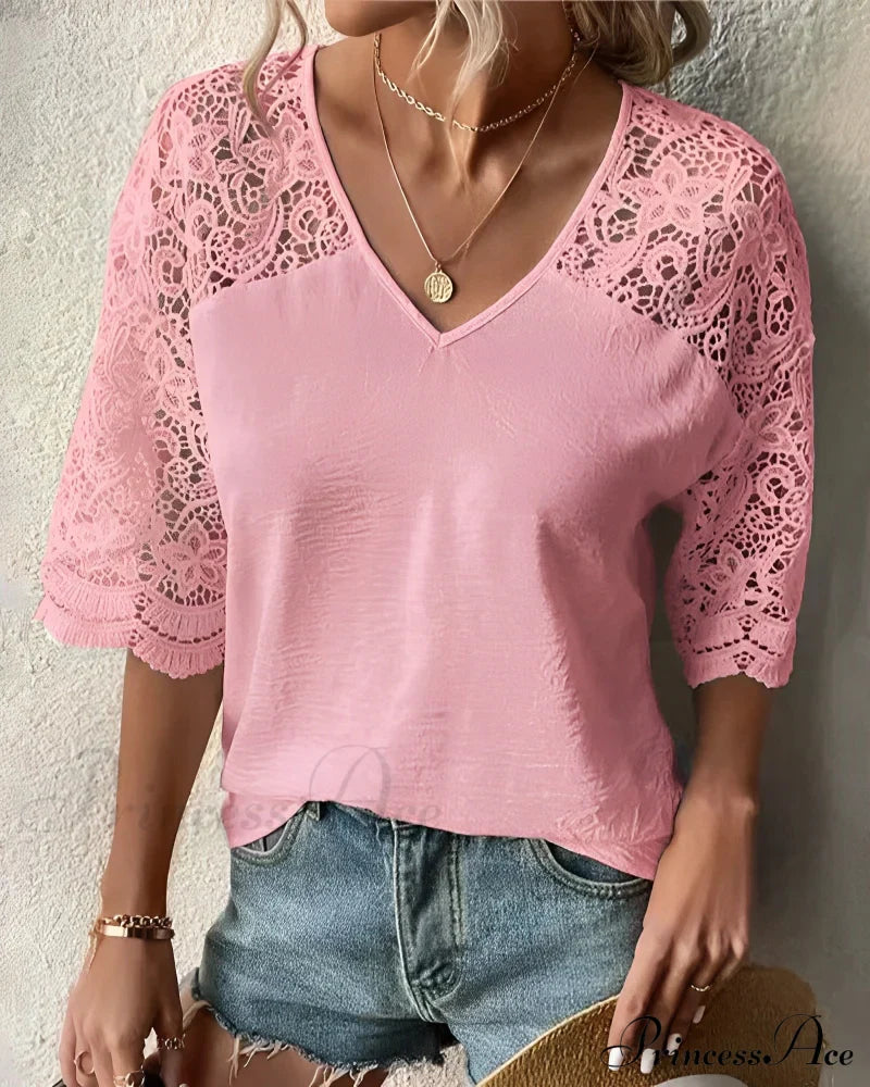 V-neck Lace Sleeve Top