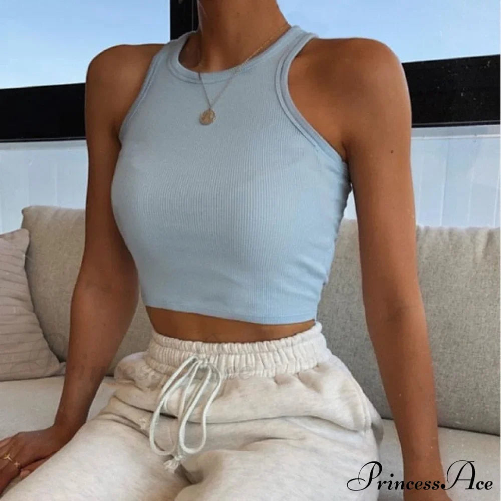 Vest Off Shoulder Knitted Candy Colors Crop Tops