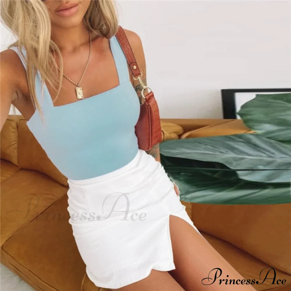 Vest Off Shoulder Knitted Candy Colors Crop Tops