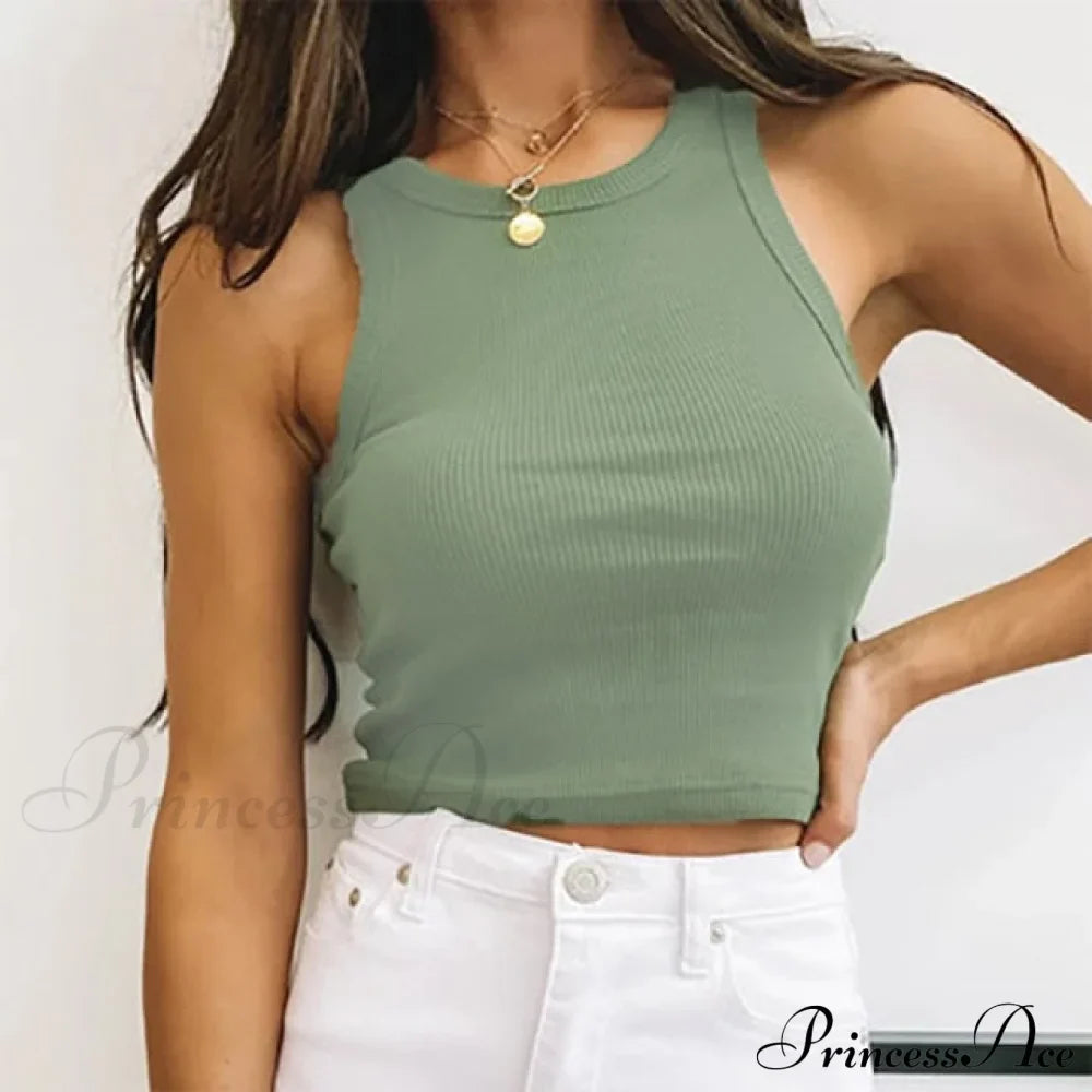 Vest Off Shoulder Knitted Candy Colors Crop Tops