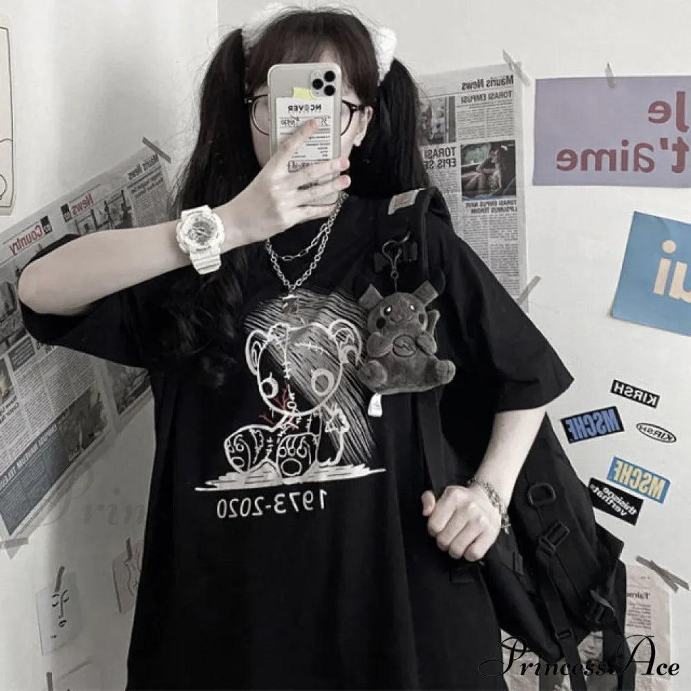 White Cartoon Female Kawaii Tops Tee