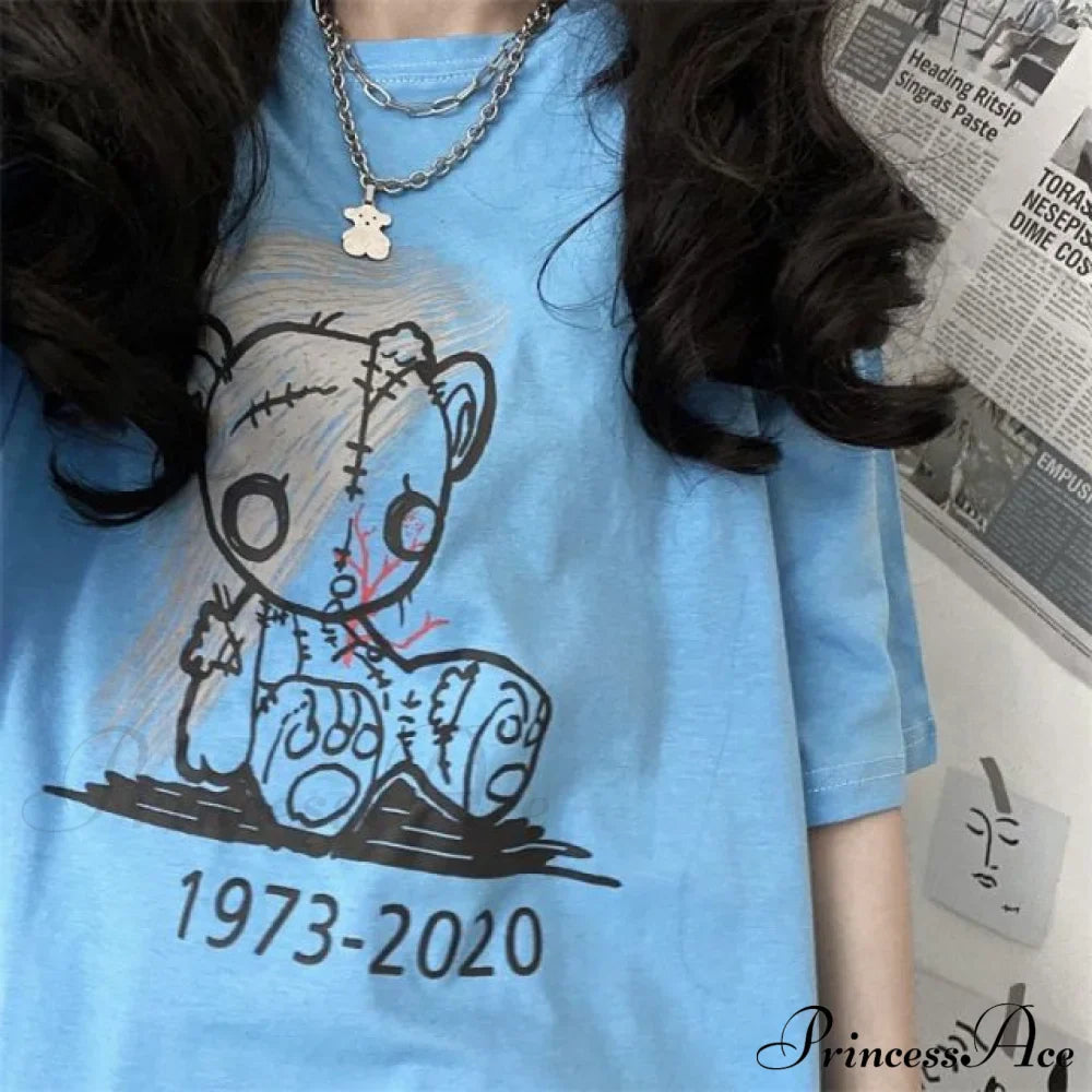 White Cartoon Female Kawaii Tops Tee