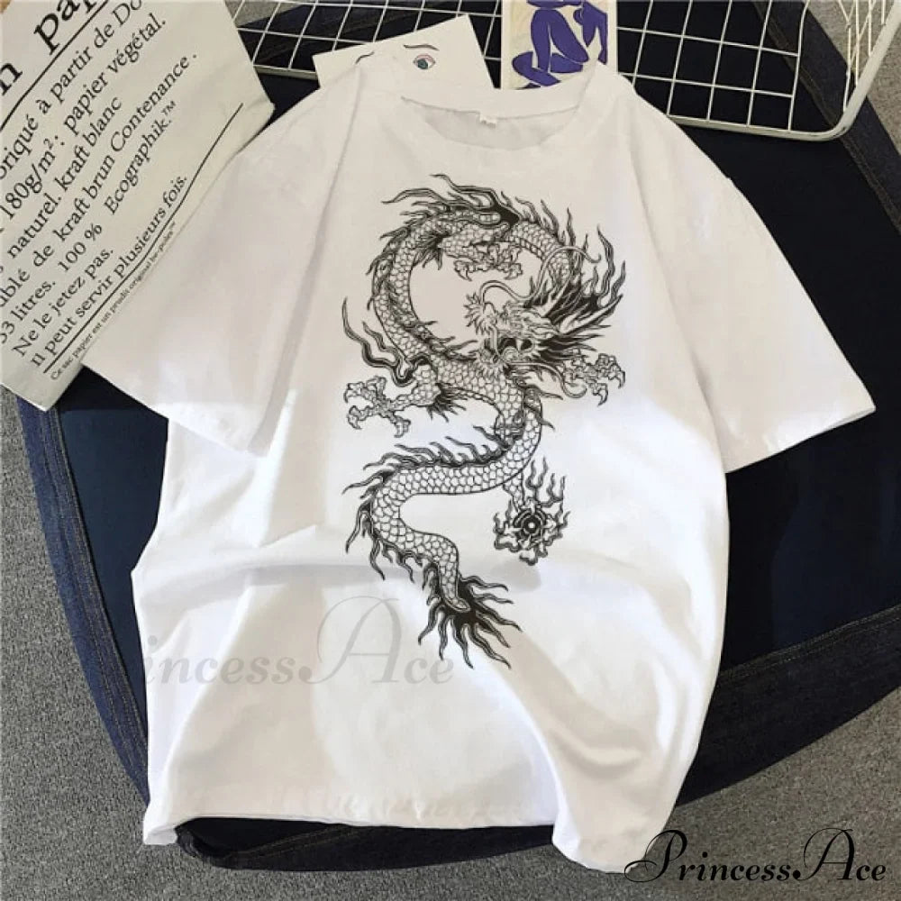 White Print Short O Neck T-shirts