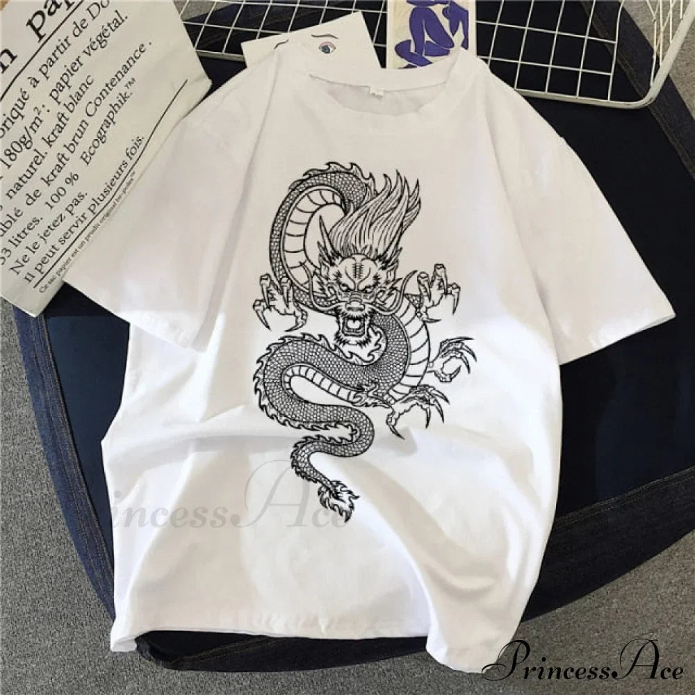 White Print Short O Neck T-shirts