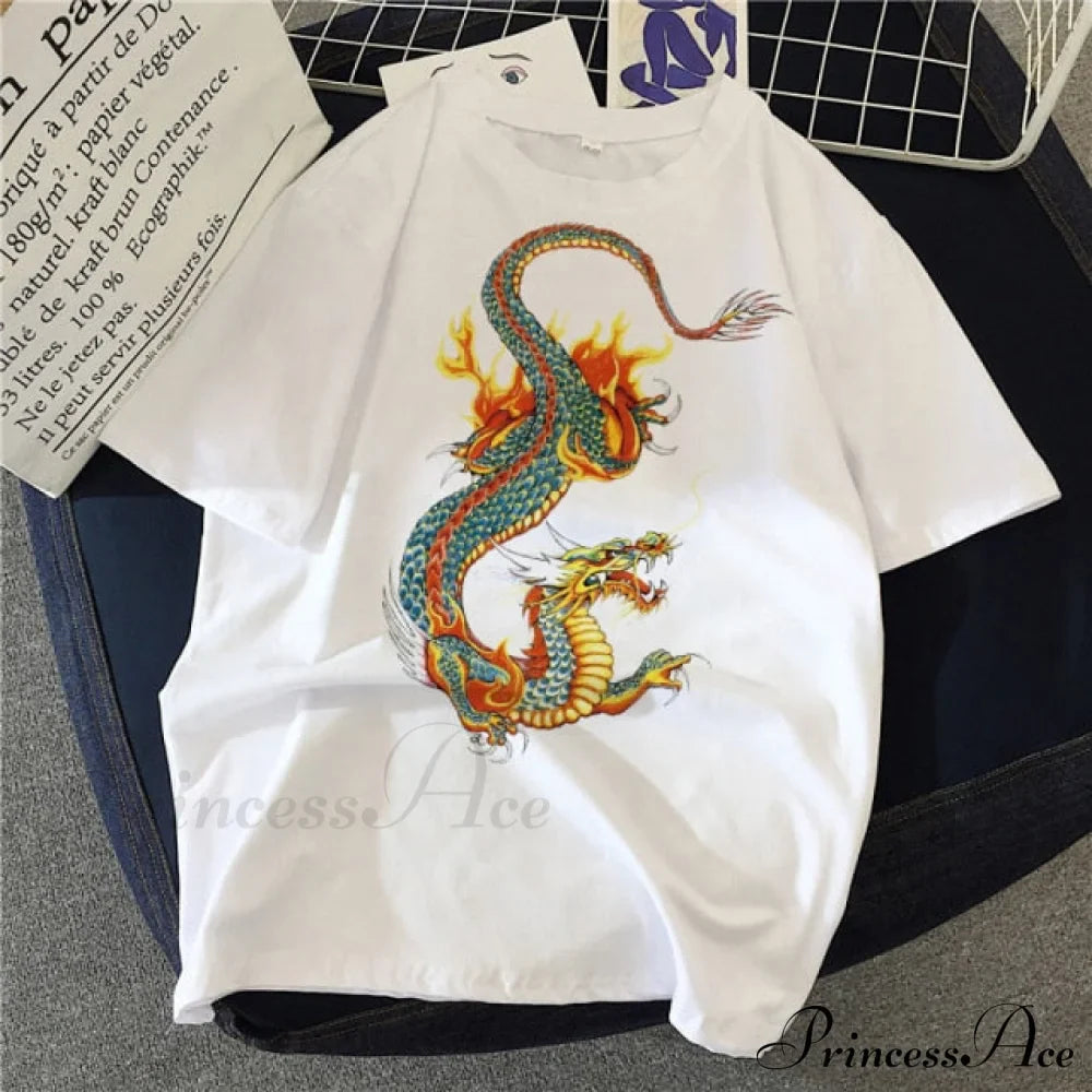 White Print Short O Neck T-shirts