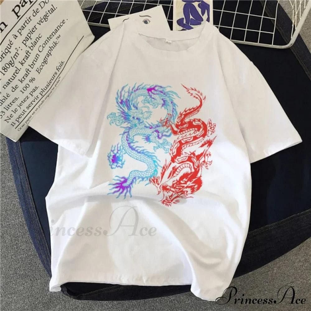 White Print Short O Neck T-shirts