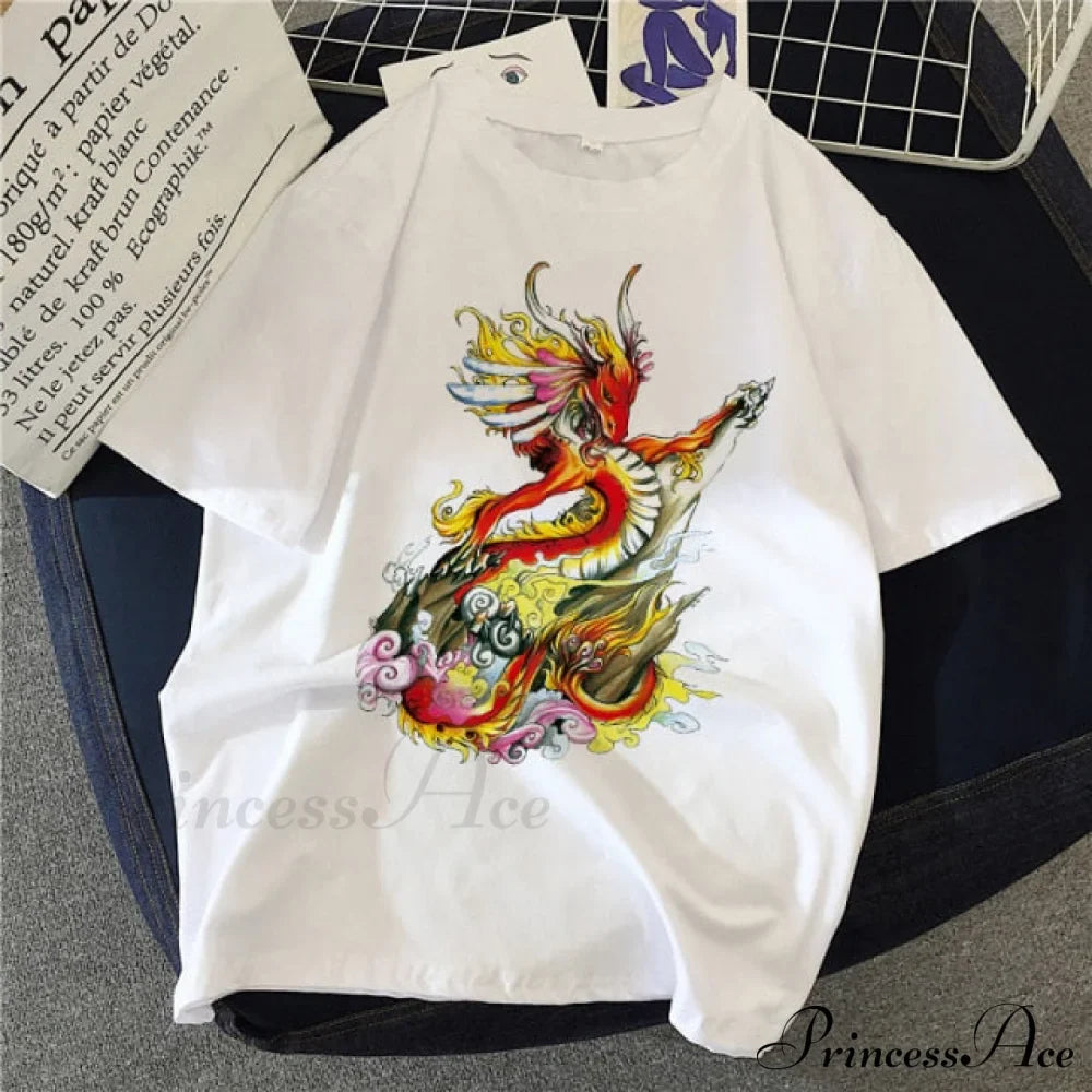 White Print Short O Neck T-shirts