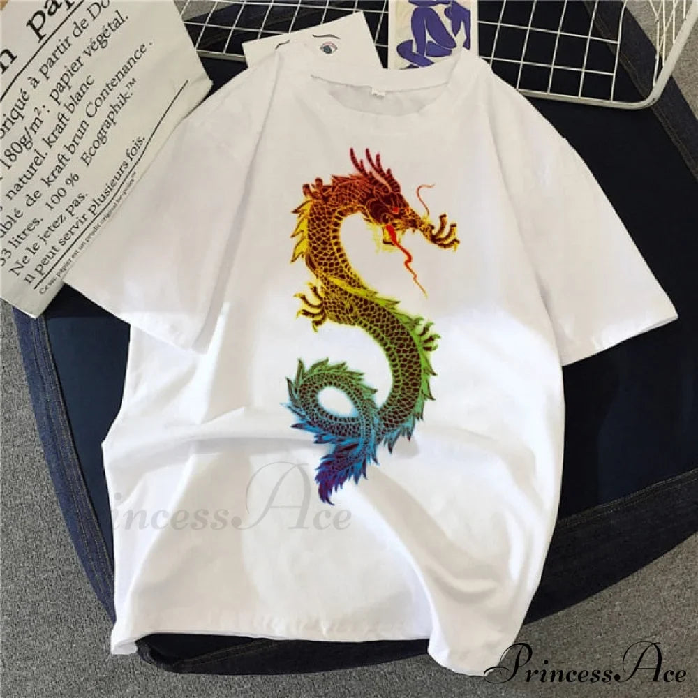 White Print Short O Neck T-shirts