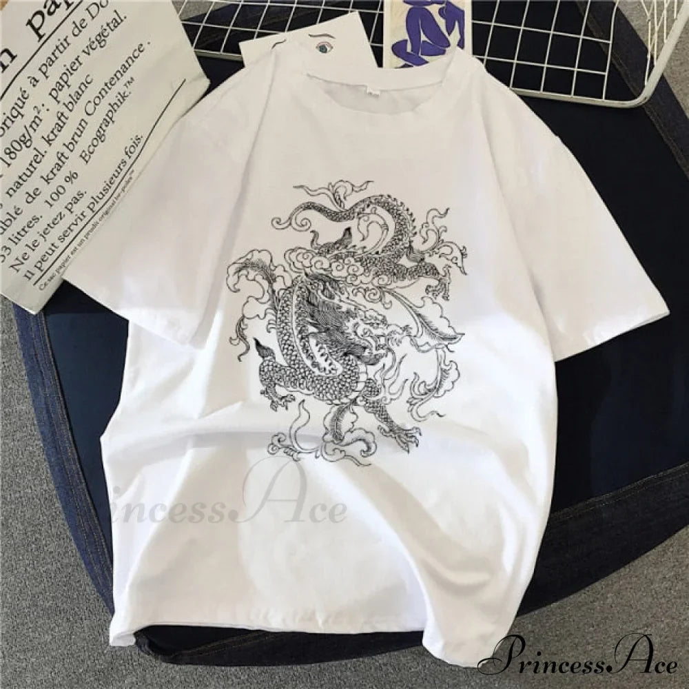 White Print Short O Neck T-shirts
