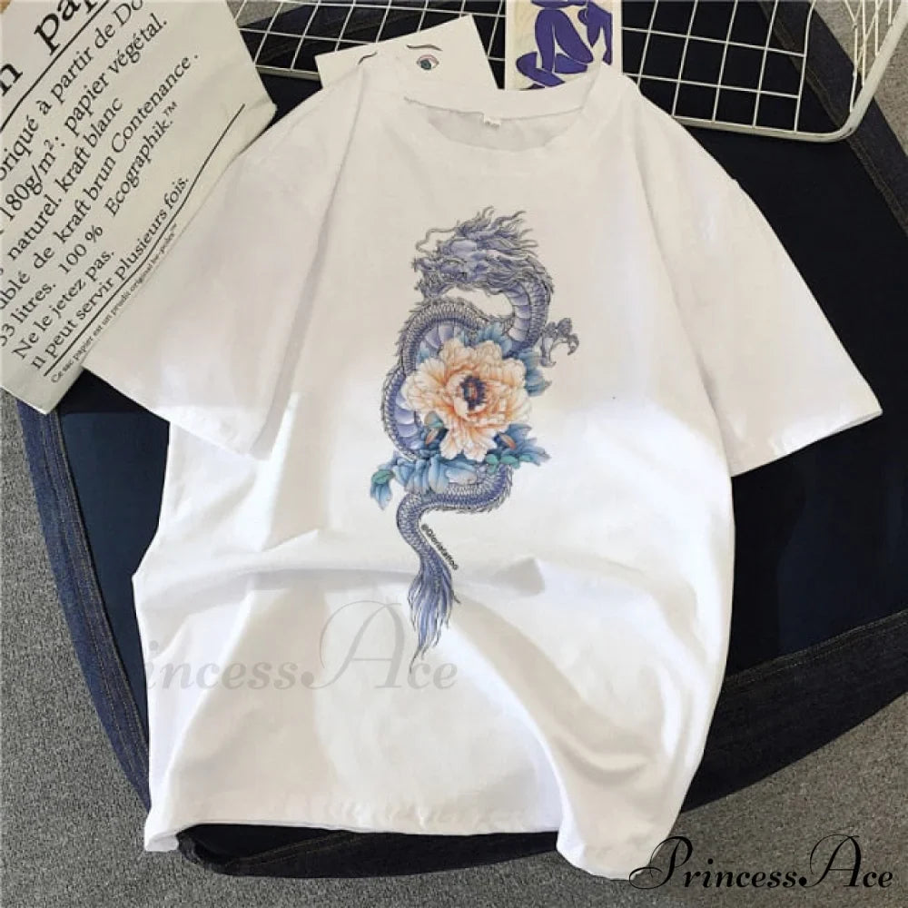 White Print Short O Neck T-shirts