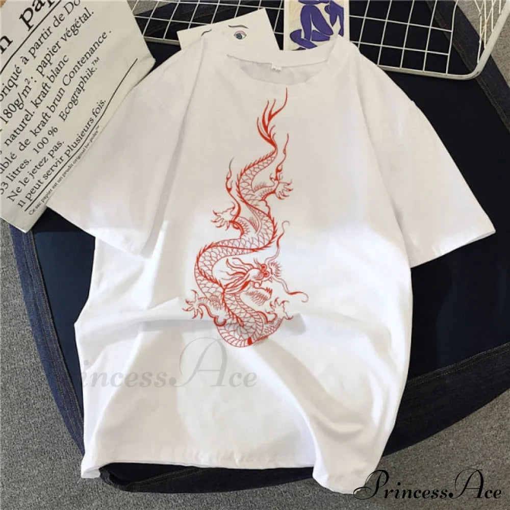 White Print Short O Neck T-shirts