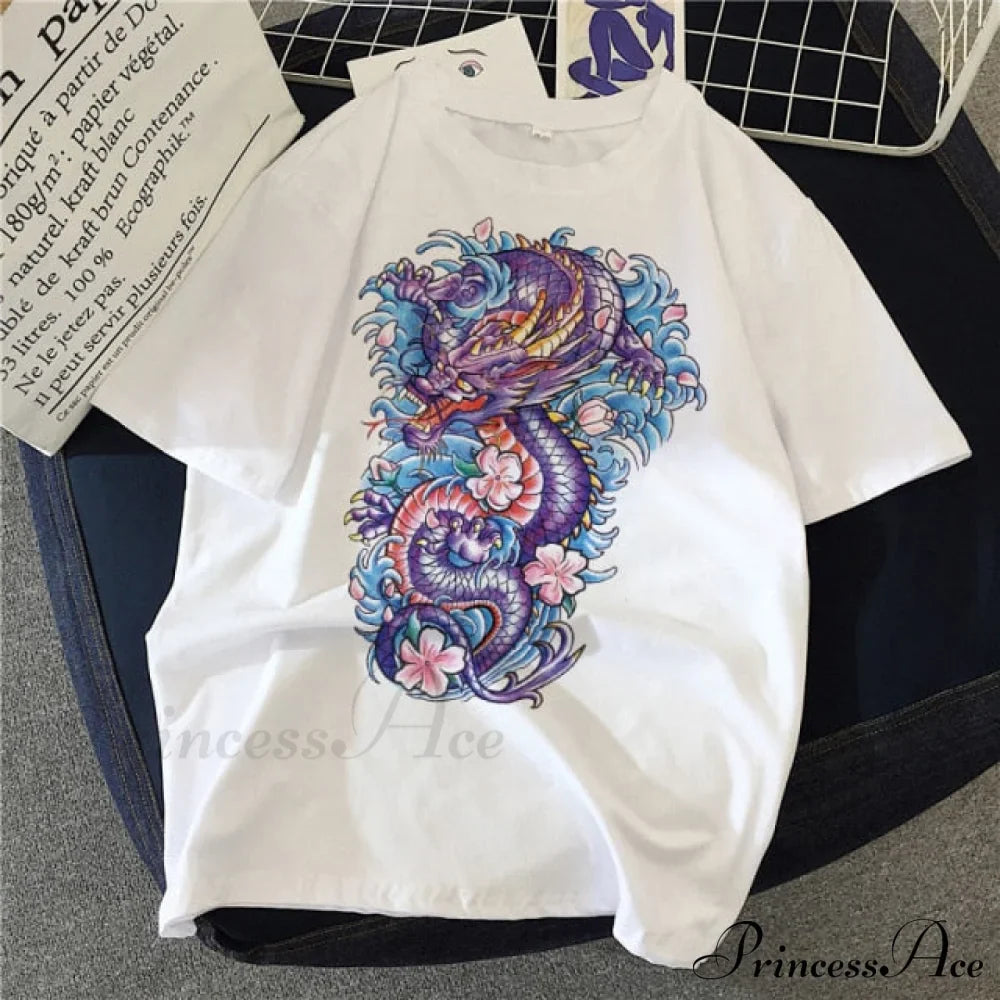 White Print Short O Neck T-shirts