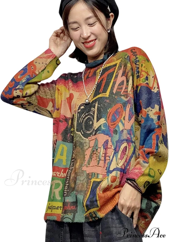 Women Oversized Pullover Casual Loose Long Sleeve Knit Sweater